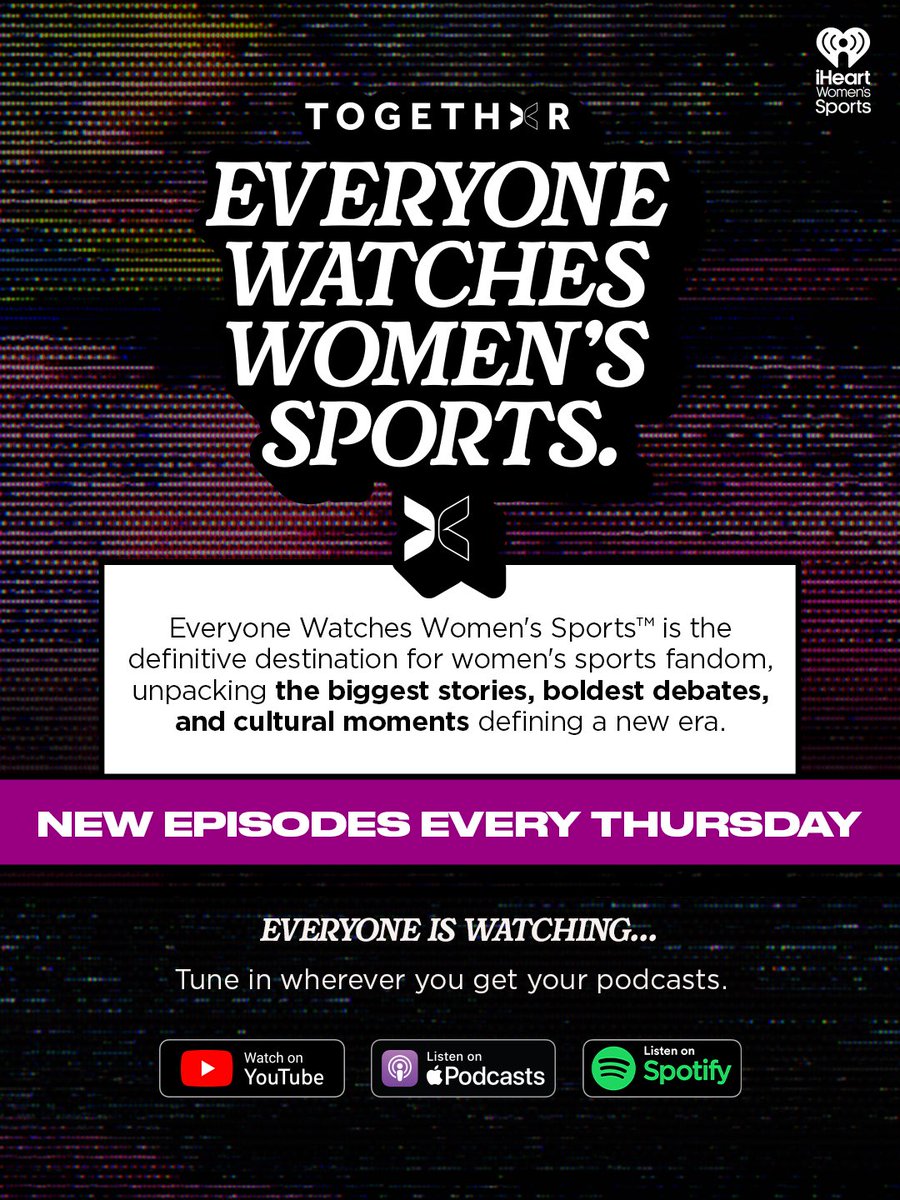 EveryoneWatches's tweet photo. Your new favorite women’s sports podcast has entered the chat 🤩 

@ariivory, @samjaycomic + @ChilesJordan are bringing you the conversations women's sports fans have been waiting for – brought to you by @togethxr + @iHRWomensSports 

Tune in Thursday, July 9 for the premiere 🔥 https://t.co/i493KWNhLo