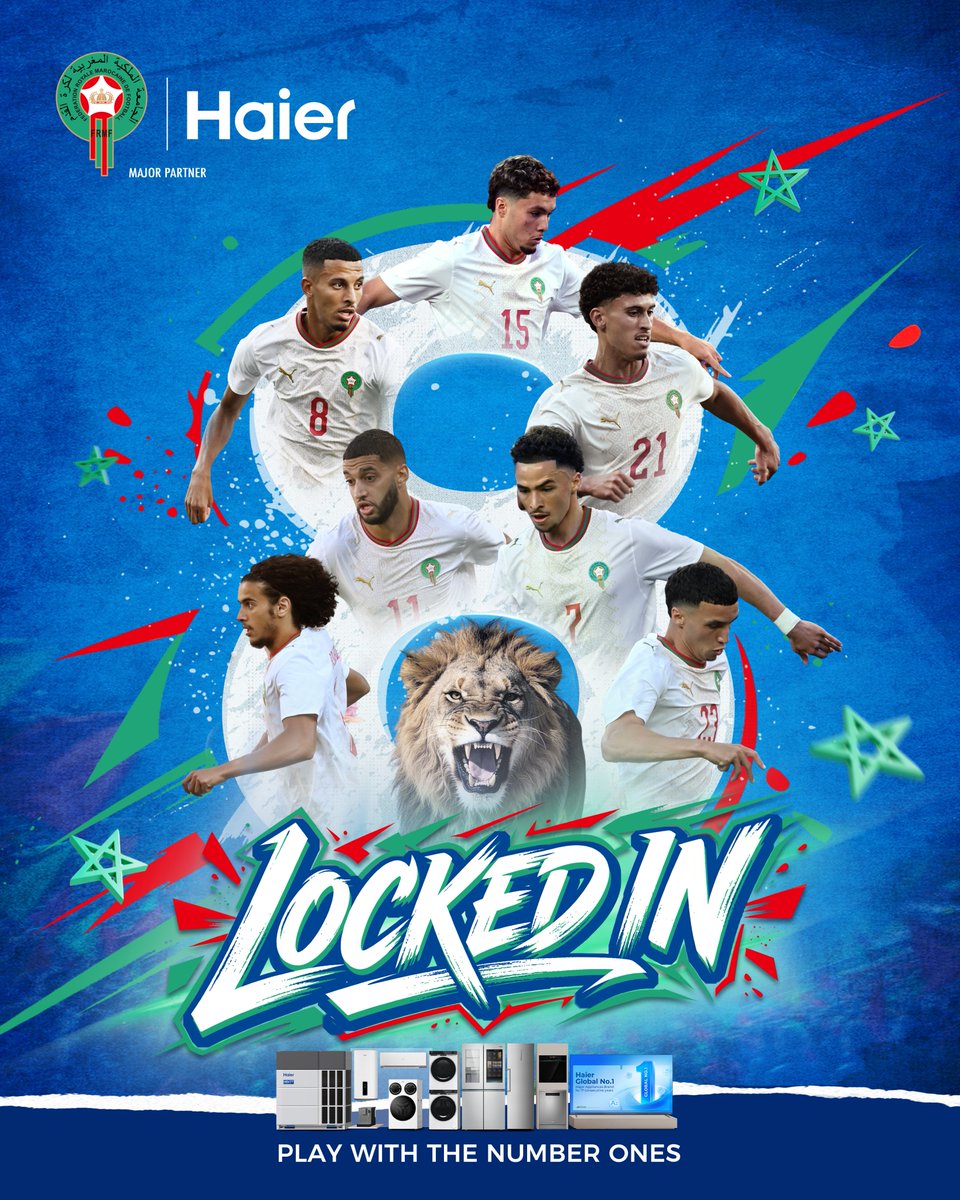 Haier_Gulf's tweet photo. 🦁 The Atlas Lions advance to the next round! 💪 Haier safeguards steady comfort for every victory celebration. 🏆 Glory awaits our fearless squad.   #Haier #AtlasLions #MoroccoNationalTeam #MajorPartner #Football #PlayWithTheNumberOnes https://t.co/Z4fPscRjOS