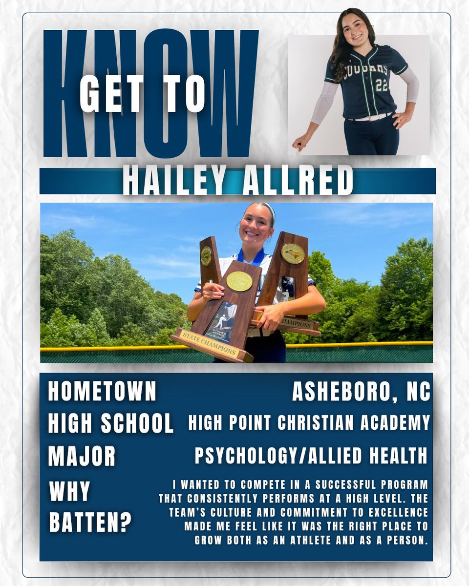 Marlin_Softball's tweet photo. It’s time to welcome this year’s Rookie Class! First up, we have Hailey Allred, an outfielder from North Carolina! 🌊 https://t.co/vTWB47Slgi