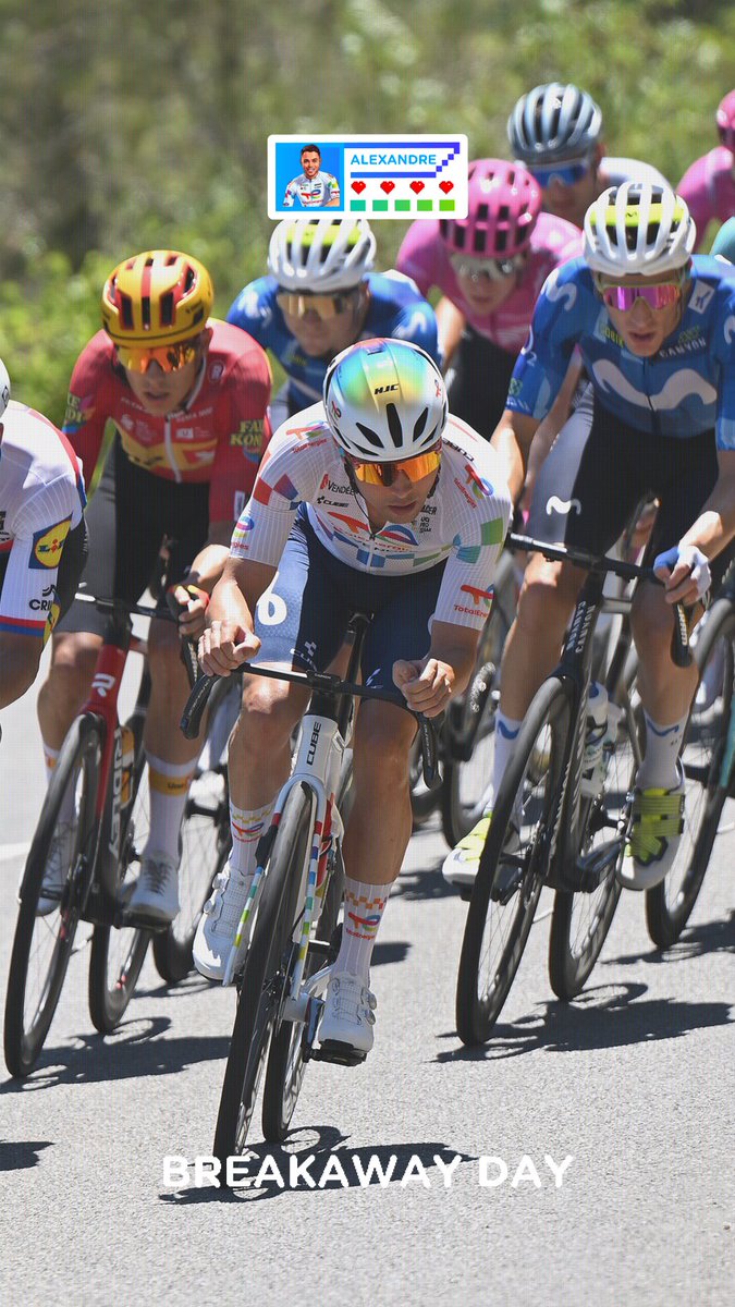 TeamTotalEnrg's tweet photo. Alexandre Delettre est présent au sein d’un groupe de costauds à l’avant de la course ! 

5’ d’avance sur le peloton 👾

#AllezTotalEnergies ⚡️ https://t.co/dfHsy2RCf1
