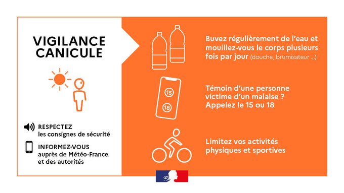 Image de Préfet de l'Eure - #Canicule #VigilanceOrange 🟠| Météo-France
place le département de l’#Eure en vigilance orange cani