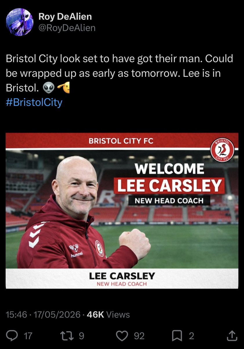 TroyDeAlien's tweet photo. @RoyDeAlien Integrity? I believe the saying earthlings use is “Even a broken clock is right twice a day”🖖👽

#BristolCity - The first club in professional football history to have 4 managers🤯 https://t.co/T4c63iOkYo