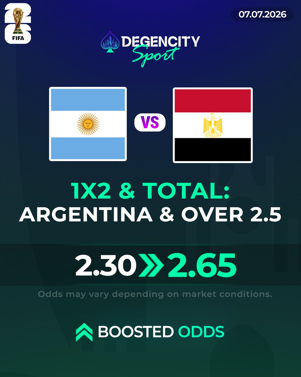 degencity's tweet photo. Will Argentina get the job done in convincing fashion? 

We've boosted Argentina and over 2.5 goals!

If one of those goals are from Messi, ill top one of your Degen balances (Drop your names) https://t.co/ao2O7RX210