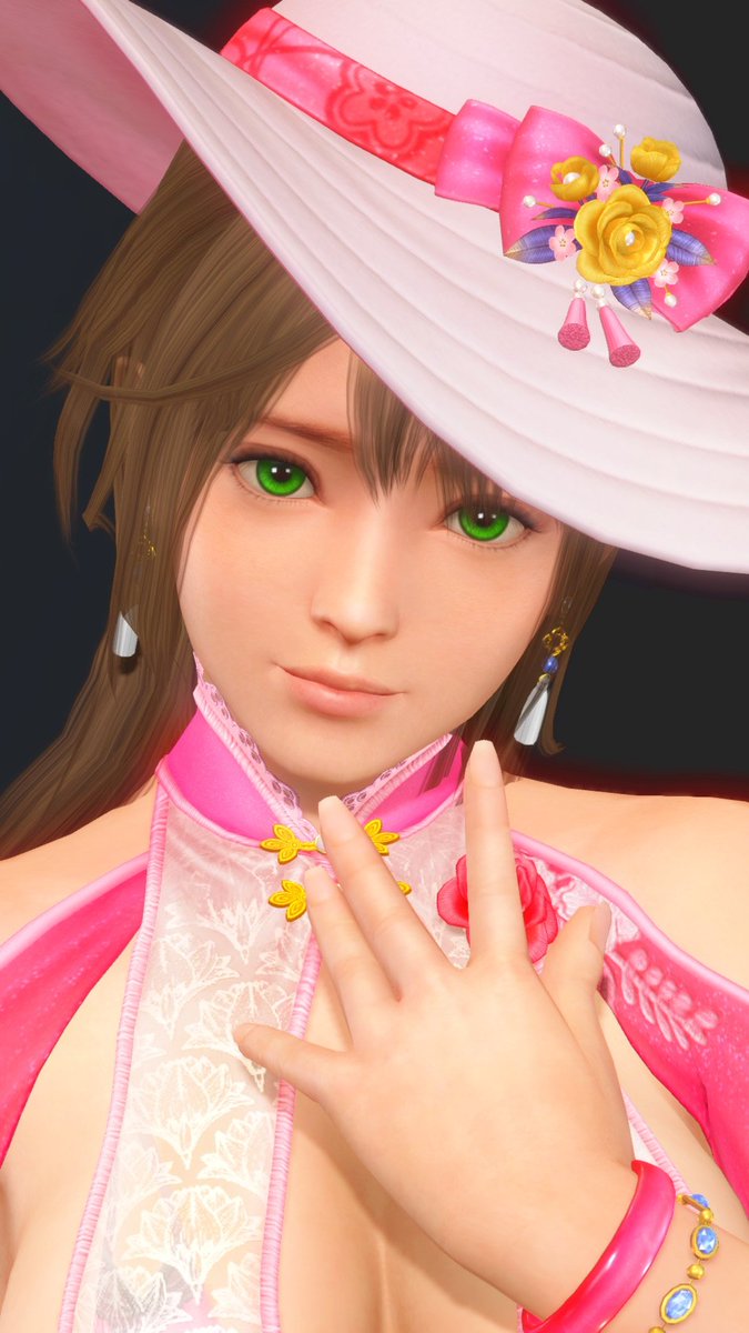 shin78VV's tweet photo. ヘアカラーがブラウン系なので緑カラコンめちゃ似合う好き🟩　#DOAXVV https://t.co/xarMlrDY3k