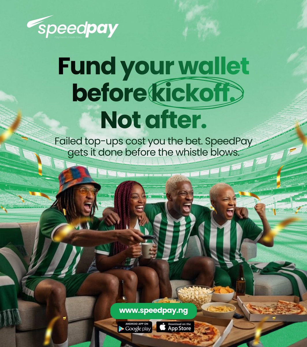 Speedpayng's tweet photo. It’s match day!
Argentina VS Egypt 🇦🇷🇪🇬

Fund your betting wallet on SpeedPay in seconds.

No failed transaction, no delays.

Visit https://t.co/Szc3RFCYvB to get started

#worldcup #speedpayfinng #argentina
#egypt #digitalpayment https://t.co/AqJV5hMf6I