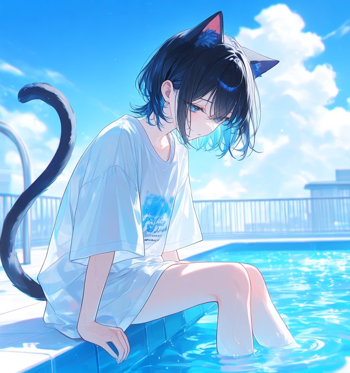 chromanem535's tweet photo. はじめまして、クロマです。

黒髪に、夜が溶けたみたいな青。
猫耳としっぽは、生まれつき。
透明感のある「青と夜色」の世界を、週3〜5枚投稿しています。
高画質版・過去作まとめはプロフィールのPixAIへ。
気に入った一枚があったら、教えてくれると嬉しい。
#AIイラスト #AIart #猫耳 #オリキャラ https://t.co/vf1vgerAi6