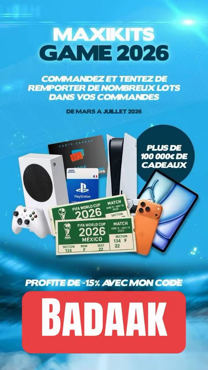 BadaakGaming's tweet photo. 🚨🔥 BIG PROMO D’ÉTÉ !!! 🔥🚨

Du 6 au 31 JUILLET , c’est -40% SUR TOUT le site MaxiKits !
Oui, TOUT : maillots, survêtements, ensembles kids… Rien n’y échappe ! ⚡️🔥

C’est le moment idéal pour refaire ta collection !⚽️💥

🏷️ CODE : badaak

👉 https://t.co/IILsmOHQsA https://t.co/wluHwvEARM
