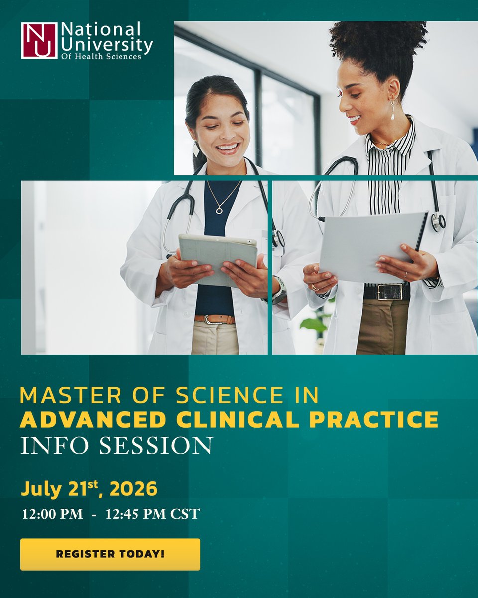 nuhsedu's tweet photo. Want to learn how to improve your diagnostic and clinical decision-making skills? Join us virtually, and learn all about our MSACP program! ๐
Register here: https://t.co/akOZl7ePth
#MSACP #ClinicalPractice #nuhs #Health #Wellness #Healthcare https://t.co/Fvgx315JGV