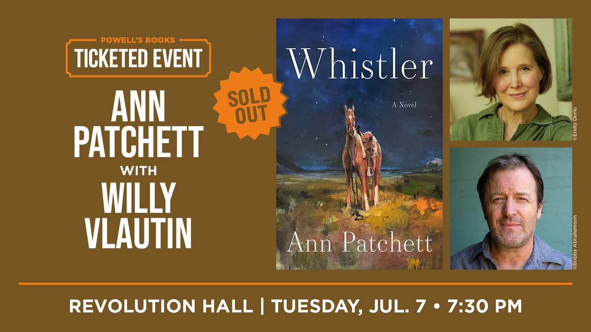 Powells's tweet photo. Events tonight! Perrin Roosevelt Ireland in Conversation With Virginia Gewin at Powell's Burnside at 7pm and Ann Patchett in Conversation With Willy Vlautin (ticketed - SOLD OUT) at Revolution Hall at 7:30pm.

#portlandevents #authorevent #powellsevents #powellsbooks https://t.co/Rt858zIcss