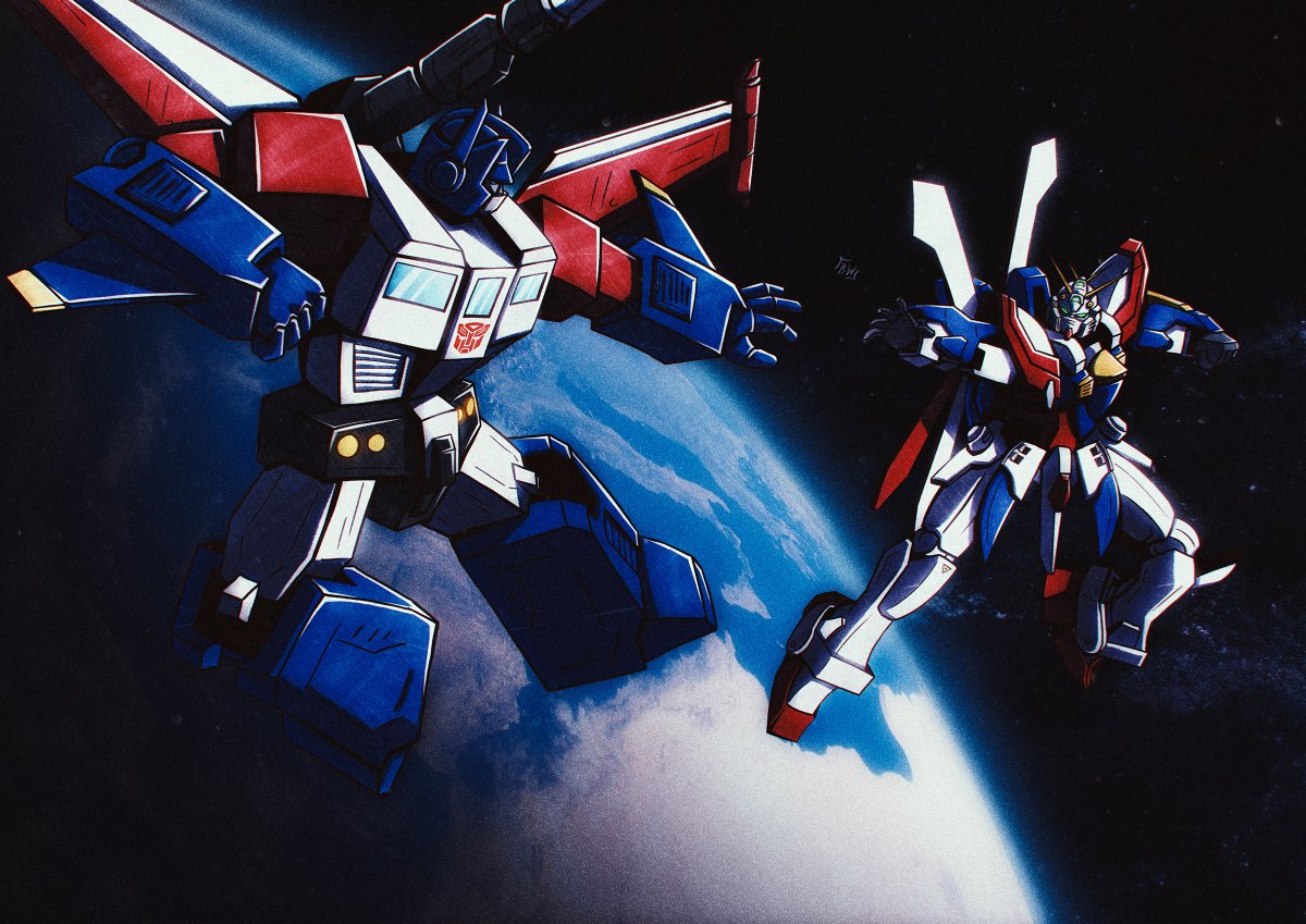 BattyWanderer's tweet photo. COMMISSION: God Ginrai vs God Gundam!

#VGenComm #transformers #gundam https://t.co/t0hl0gFan9