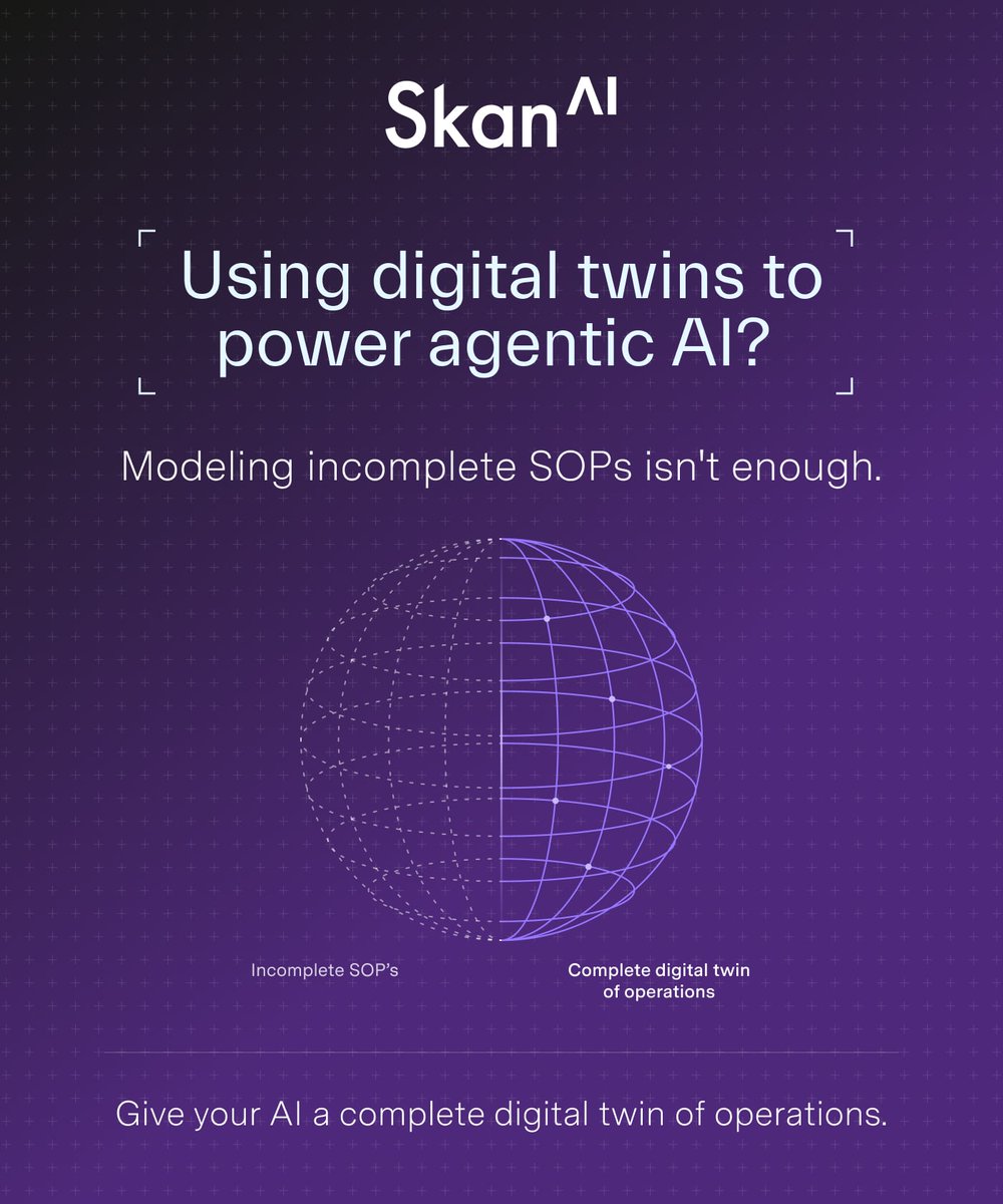 Skan_Ai's tweet photo. Most ‘digital twins of operations’ are built from event logs and completed transactions. 
 
That's like seeing a receipt for someone else's meal. It tells you what they had, not what the experience was like. 

Here's what a true digital twin requires:  

https://t.co/KPTlhKRL0x https://t.co/qOMAEbmEDL