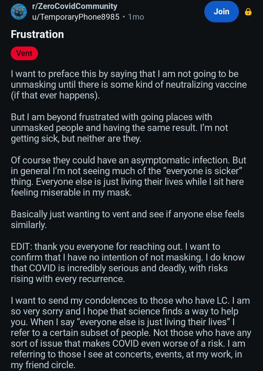 reddit_lies's tweet photo. Forever masker is upset that people who don't mask aren't getting sick. https://t.co/3yUFRvTXMd