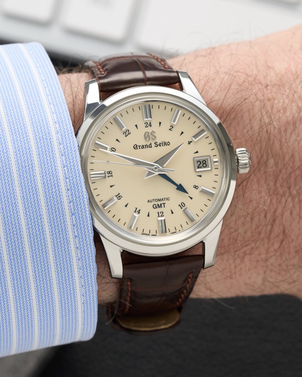 baldassarreted's tweet photo. The Grand Seiko SBGM221 doesn’t rely on bold styling to make an impression.

It takes a more restrained approach than many GMT watches. The warmth of the ivory dial and the sharp contrast of a single blued steel GMT hand give it plenty of character without overwhelming the design. Inside, Grand Seiko’s automatic Caliber 9S66 delivers a weekend-proof 72-hour power reserve, making it as practical for everyday wear as it is for travel.

Where does the SBGM221 rank among your favorite Grand Seiko references?
