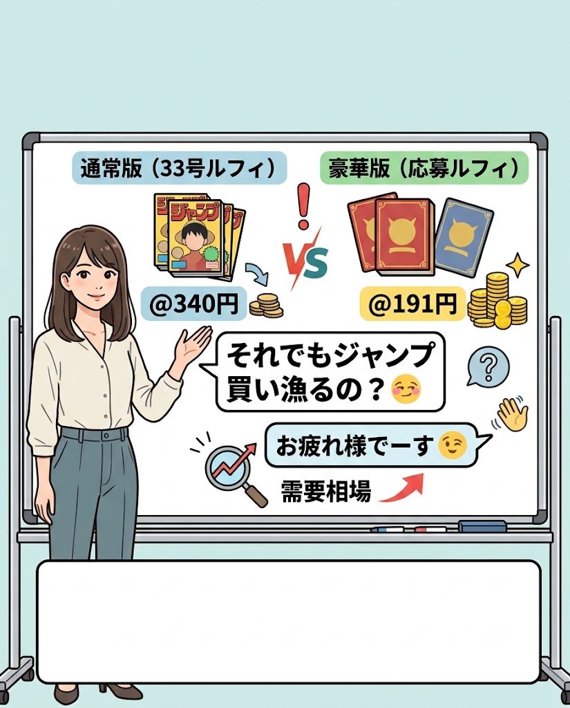 29thルフィが話題だけど 単純に取得単価で 33号ルフィ @340円 応募