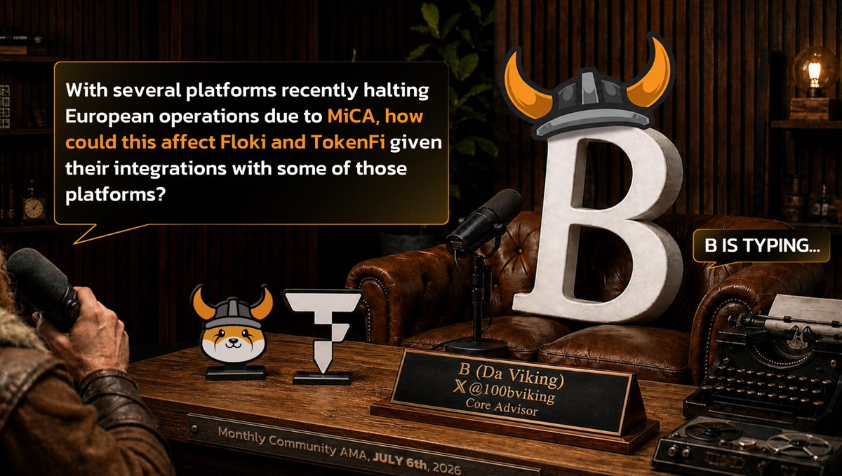 FLOKI's tweet photo. During our most recent monthly community AMA, a community member asked how the halting of some European operations due to MiCA could affect Floki and TokenFi.

Our Core Advisor, B (@100bviking), provided the following response:

---

While it is true that some major exchanges and trading platforms have had to leave Europe due to regulatory pressure, we can't influence or control what happens to platforms and exchanges that operate in Europe since we are not the regulatory body overseeing them. We can, however, ensure our projects are compliant. The good news is that $FLOKI has been MiCA compliant for a long time now, so exchanges that are already compliant or choose to be compliant later can always safely list it.

$FLOKI is also already available on several MiCA compliant exchanges that continue to be active in Europe e.g. Bitvavo, Revolut, and LCX to name a few.

As to the other part of the question about what the benefit of being MiCA compliant is to $FLOKI, it is simple: Europe is a pretty big market. One of the world's biggest markets not just for crypto, but for practically anything. This gives us a competitive advantage by ensuring that Floki is available and tradeable in a major market that a lot of competitors might not be able to trade in.

---

Link to full AMA: https://t.co/199bSWhKbU