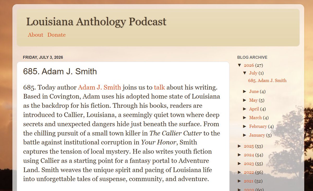 AdamJSmithBooks's tweet photo. My author interview on the Louisiana Anthology Podcast: (skip to 16:25)
https://t.co/tFbZ87nXN3 https://t.co/4ehkNwIG5r
