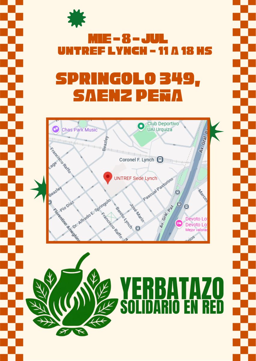 APUNTREF's tweet photo. Este  8/7 desde las 11hs te esperamos en la Sede Lynch para el primer Yerbatazo.
Vamos a debatir sobre las condiciones de los circuitos alimentarios locales y regionales en la producción distribución y comercialización de la yerba, bajo el marco de la soberanía alimentaria. https://t.co/NsjZwUPHFg