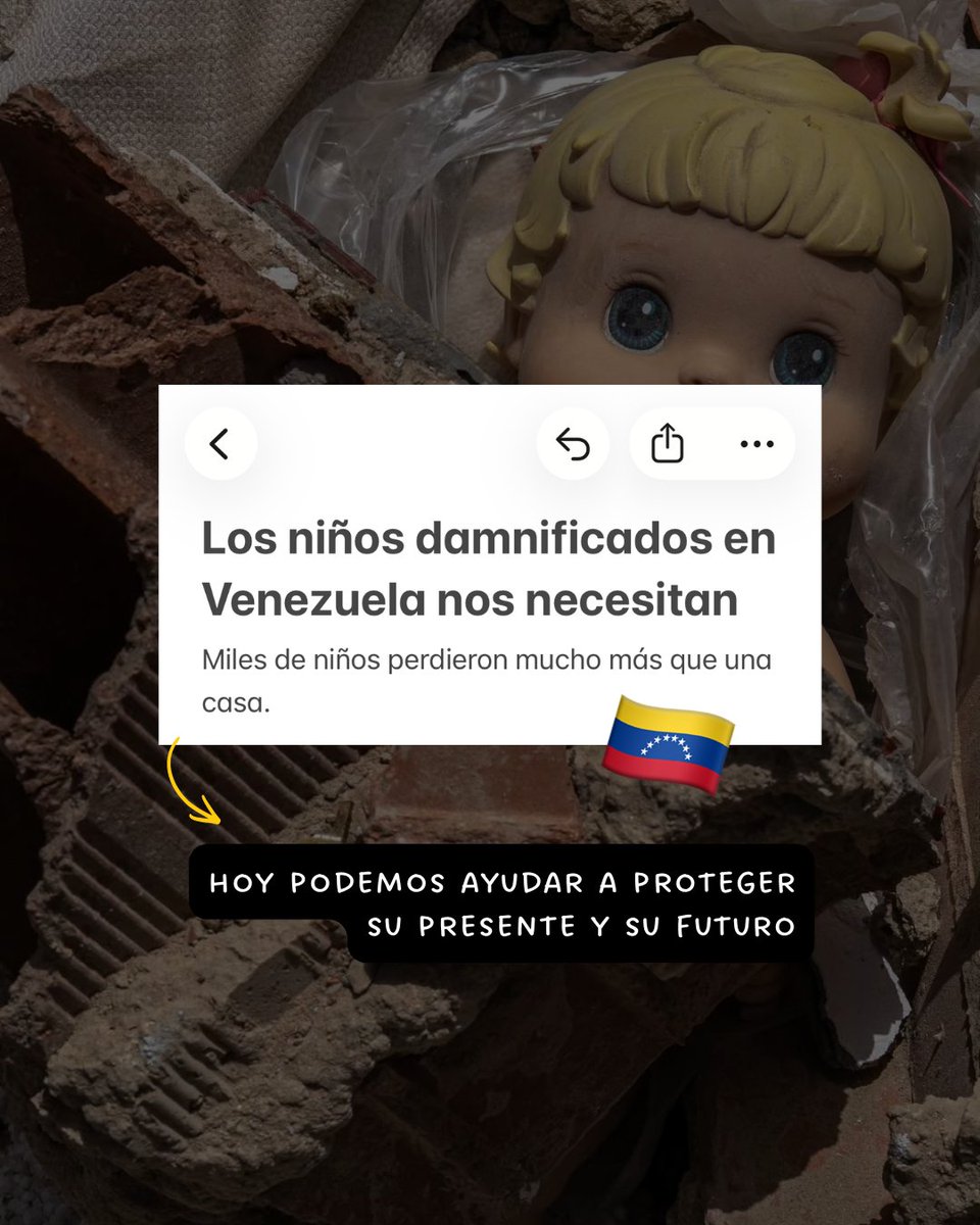 carlaconwifi's tweet photo. Que no se nos olvide Venezuela 🇻🇪

Han pasado dos semanas de los terremotos y aunque el tema ya casi no aparece en las noticias, la ayuda se sigue necesitando igual o más que el primer día. Y ayudar a los niños tiene que ser una prioridad https://t.co/VftZ2JBKNM