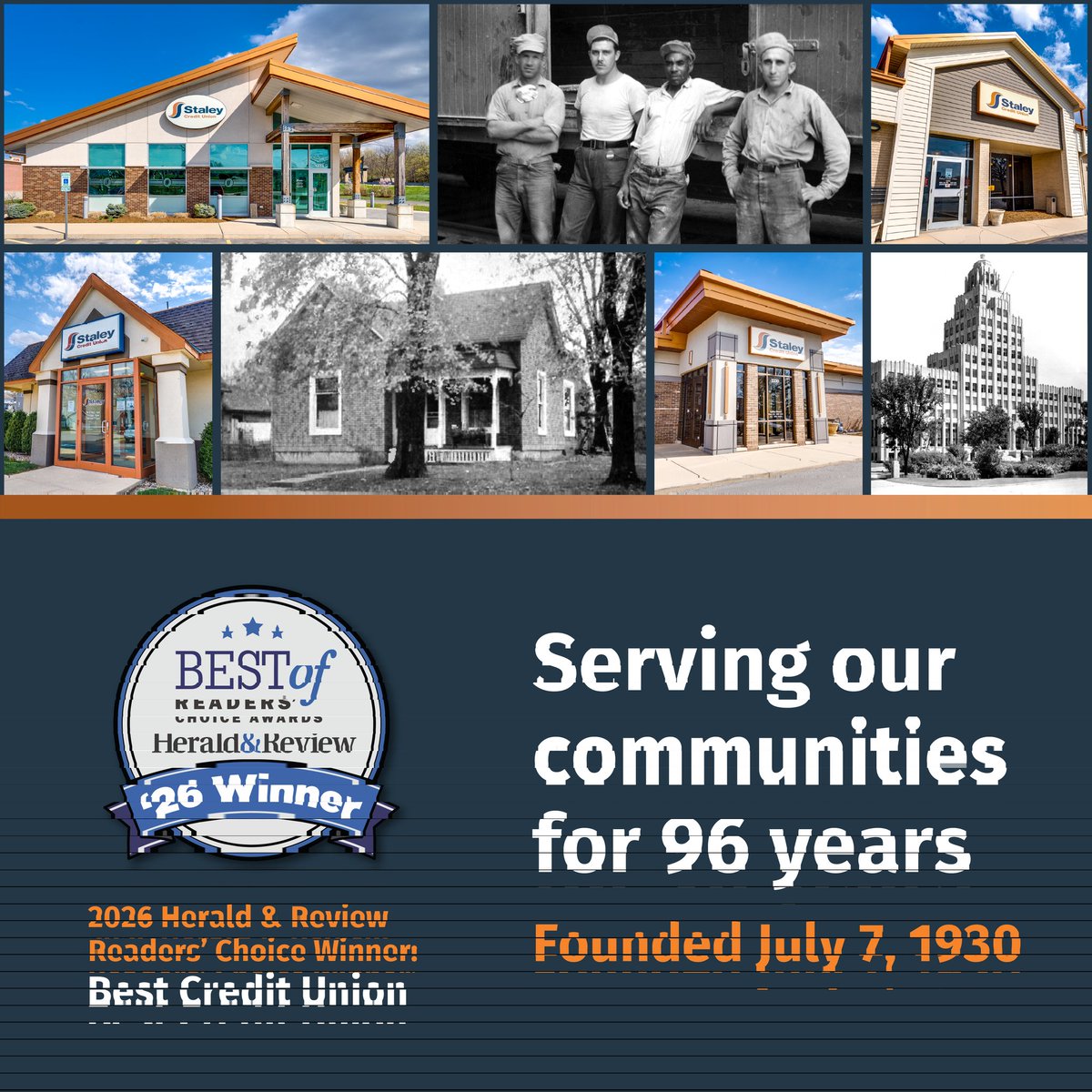 StaleyCU's tweet photo. Since 1930 we’ve been known for serving our members and our community. That’s why readers of the Decatur H&amp;R say we’re the Best Credit Union, with the best mortgages and mortgage officer. And it’s why so many have stayed with us along the way. Here’s to a strong future together! https://t.co/NY9mIGQ9TH