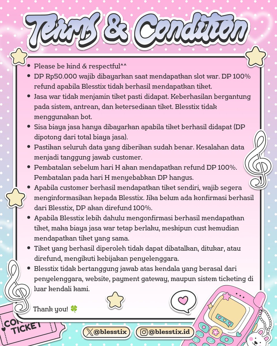 blesstix's tweet photo. OPEN JASA WAR ENHYPEN WORLD TOUR BLOOD SAGA IN JAKARTA 🎟️

# FEE VIP = Rp 350.000
# FEE NON VIP = Rp 250.000
DP BOOKSLOT — Rp 50.000

DM/WA FOR BOOKSLOT 💬💗
❕LIMITED SLOT❕
testi on pinned post 🪄

t. open jaswar jastip enhypen konser jakarta blood saga indonesia https://t.co/zyx0Z5Oap8