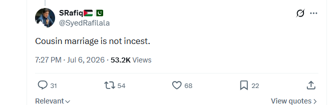 PurvBuddhaMaha's tweet photo. Islamic #pakistaniscience #incest #nbreding #☪️ My full support to every Pakistani who strictly follows cousin marriage to maintain a "supreme elite pure bloodline." 🤣🤣 https://t.co/iibZjhO4pT