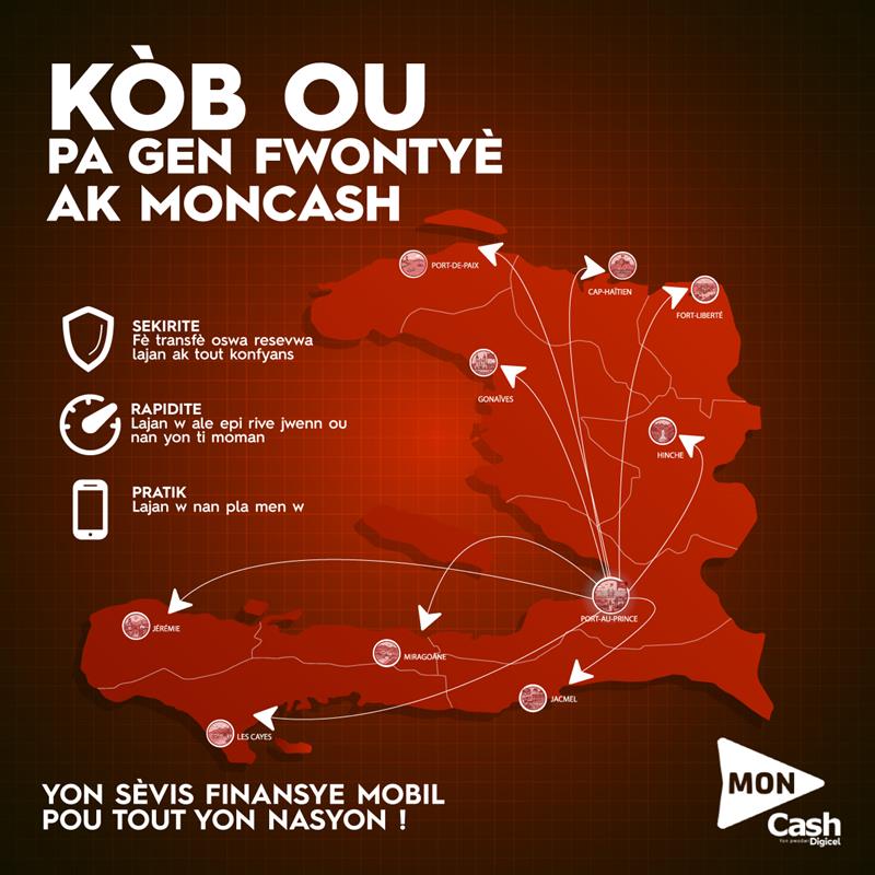 DigicelHT's tweet photo. KÒB OU PA GEN FWONTYÈ AK MONCASH !
Sou tout teritwa nasyonal la ou kapab voye ak resevwa lajan san kè sote gras ak MonCash.
Telechaje aplikasyon MonCash la jodia menm oswa konpoze *202#SEND
#MonCash https://t.co/JcszlNGTiZ