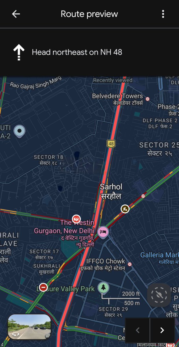 VG_2016's tweet photo. @TIVVCt68 @dtptraffic @NHAI_Official @nitin_gadkari @OfficeOfNG @PMOIndia @LtGovDelhi @gupta_rekha @dcptrafficndr03 NH-48 is in bad shape
Commuters stuck for hours
From 32nd milestone till Rangpuri/Mahipalpur 

War footing honest efforts are required.

Maps show true state of roads

@TrafficGGM https://t.co/AIxymjVBG1