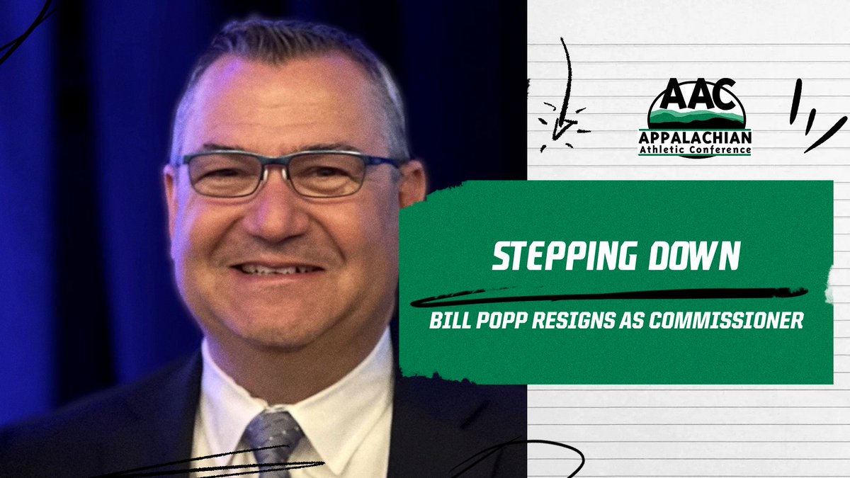 AACsports's tweet photo. Bill Popp to step down as the Commissioner of the AAC

➡️ https://t.co/lcGmhsEzFo

#ProudToBeAAC | #TheRightWayToPlay | @NAIAticker https://t.co/1LTCWkOOpn