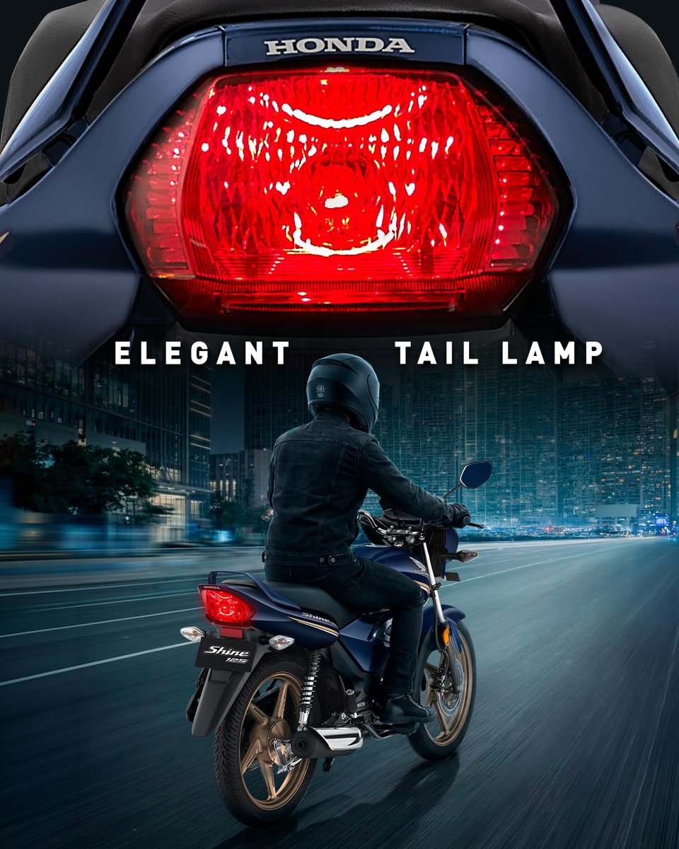 honda2wheelerin's tweet photo. The elegant taillamp of the Honda Shine 125 Limited Edition gives you a distinct identity on every ride, with its refined style ensuring you stand out wherever you go.
#Honda #Honda2Wheelers #ThePowerOfDreams #Shine125LE https://t.co/9d5i1axDhn