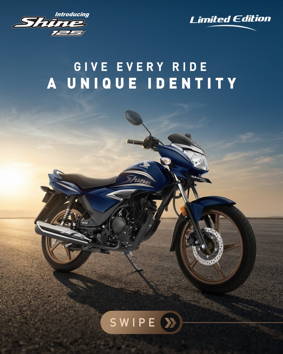 honda2wheelerin's tweet photo. The elegant taillamp of the Honda Shine 125 Limited Edition gives you a distinct identity on every ride, with its refined style ensuring you stand out wherever you go.
#Honda #Honda2Wheelers #ThePowerOfDreams #Shine125LE https://t.co/9d5i1axDhn