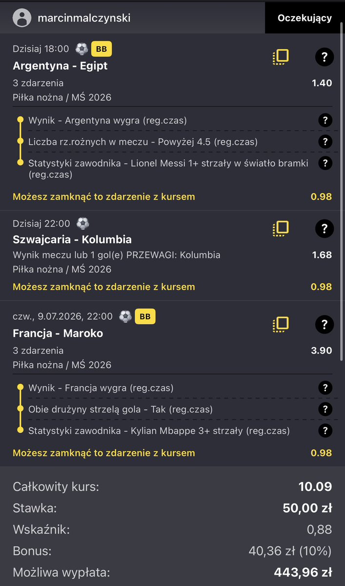 malczynskim's tweet photo. Dobra passa trwa, ugotowałem taki kuponik na dziś i czwartek 🤝 @eFortunapl 
[reklama18+] https://t.co/JJTx5tChc2