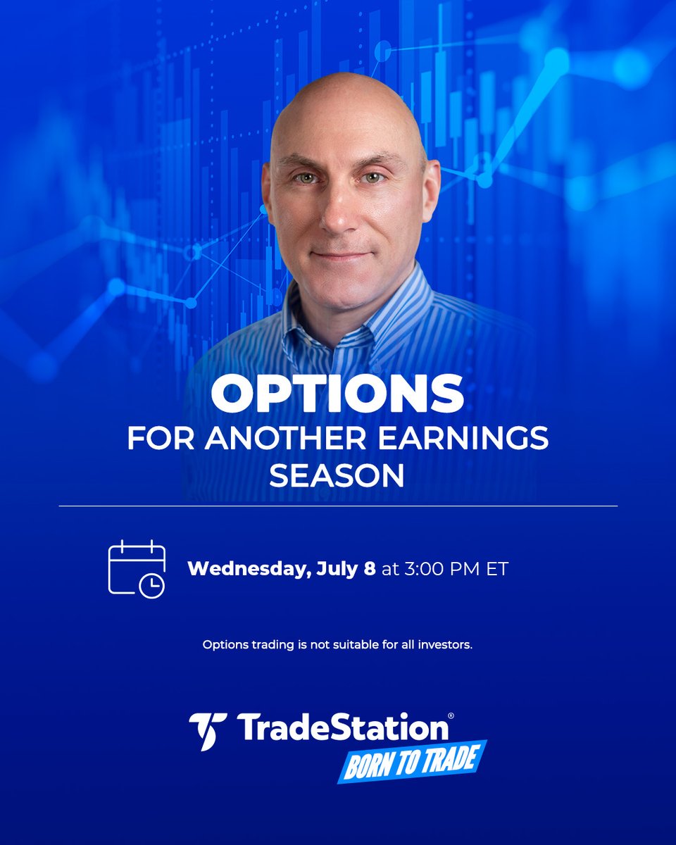 TradeStation's tweet photo. #Earnings season often presents opportunities for #options traders. Check out our #webinar this week, where David Russell will share techniques for identifying potential setups: https://t.co/SU6vwvR6wC https://t.co/oaIHxkmkG1