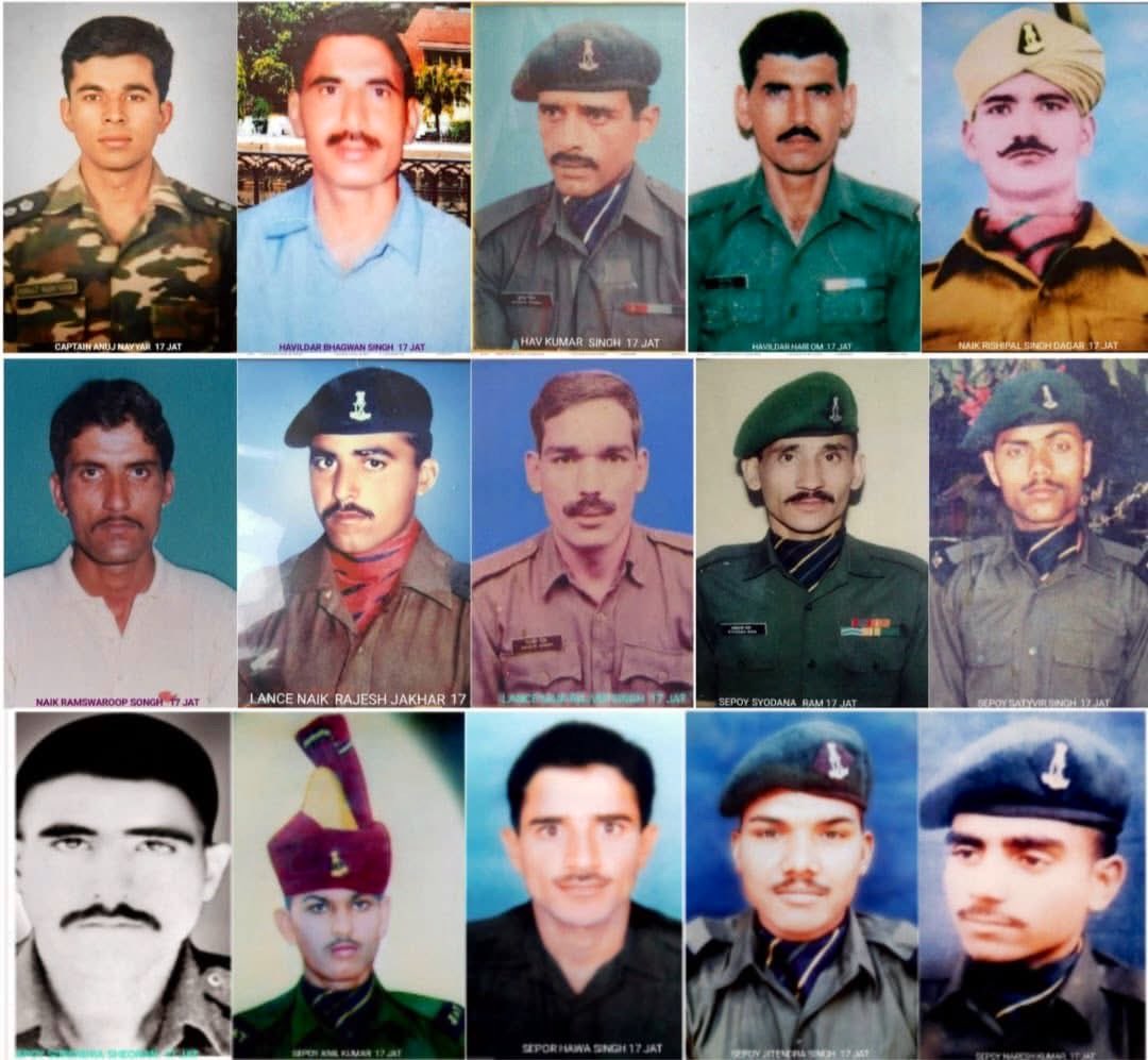 priority_n's tweet photo. Homage to

Capt Anuj Nayyar, MVC
Hav Bhagwan Singh Dagur, MD
Hav Kumar Singh Sogarwal, VrC
Hav Hariom Singh Dhariwal, SM
NK Rishipal Singh Dagar, MD
LNK Ramsrwoop Munadia, MD
LNK Rajesh Jakhar, MD
LNK Rajvir Singh Sorot
Sep Shyodana Ram Bijarnia
Sep Satyaveer Singh
Sep Surendra Singh Sheoran
Sep Anik Kumar Tomar
Sep Hawa Singh Rojadia
Sep Jitendra Singh Solanki
Sep Naresh Kumar

They all of 17 Jat Regiment were immortalized on 7 July 1999 in 
Operation Vijay during #KargilWar .
#KnowYourHeroes