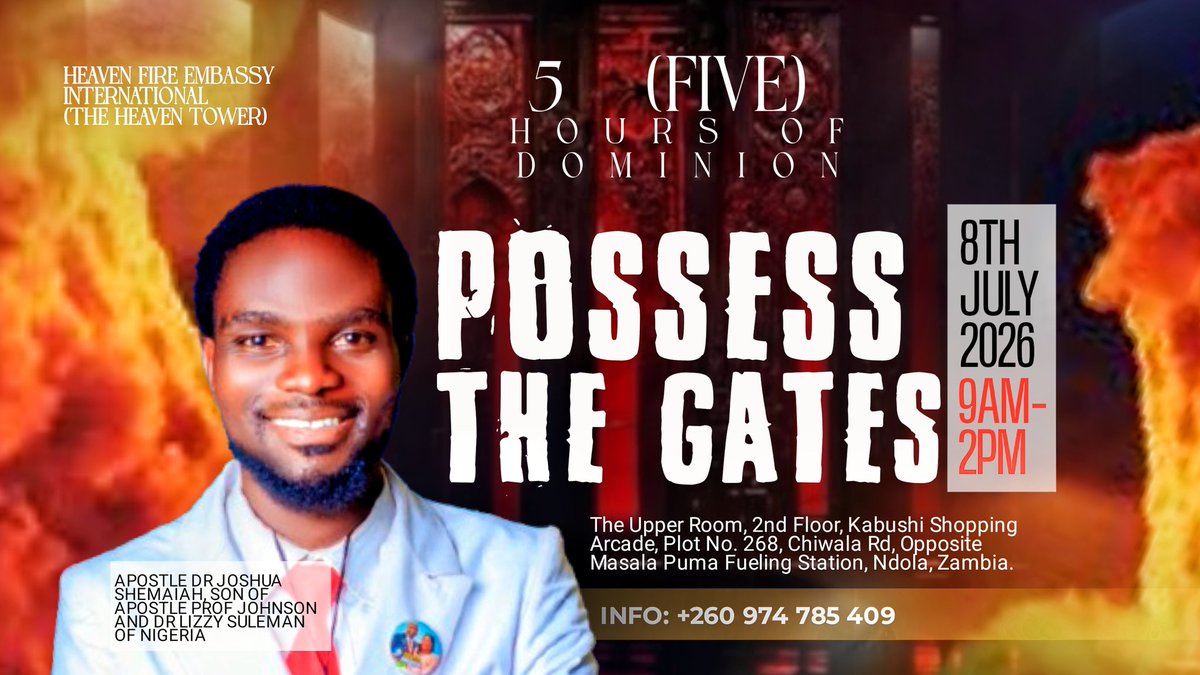 JoshuaShemaiah's tweet photo. 5(FIVE) HOURS OF DOMINION Continues By The Mercies Of GOD. Even TOMORROW We POSSESS THE ANCIENT GATES By The HOLY GHOST AND FIRE!!! JESUS Is Still In Town! COME And SEE🔥🔥🔥
#5HoursOfDominion
#PossessTheGates #TheOraclesSon
#TheVeryBegottenSonOfTRA
#TheOracleOfGod https://t.co/dlB3Ide5f6