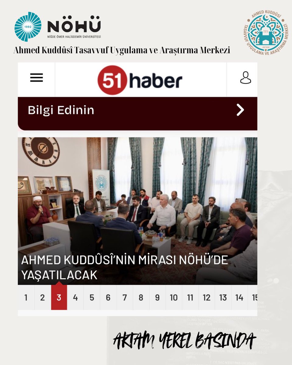 nohuaktam's tweet photo. Ahmed Kuddûsî Tasavvuf Uygulama ve Araştırma Merkezimiz (AKTAM) Yerel Basında.. https://t.co/5qJ6g4MK6P