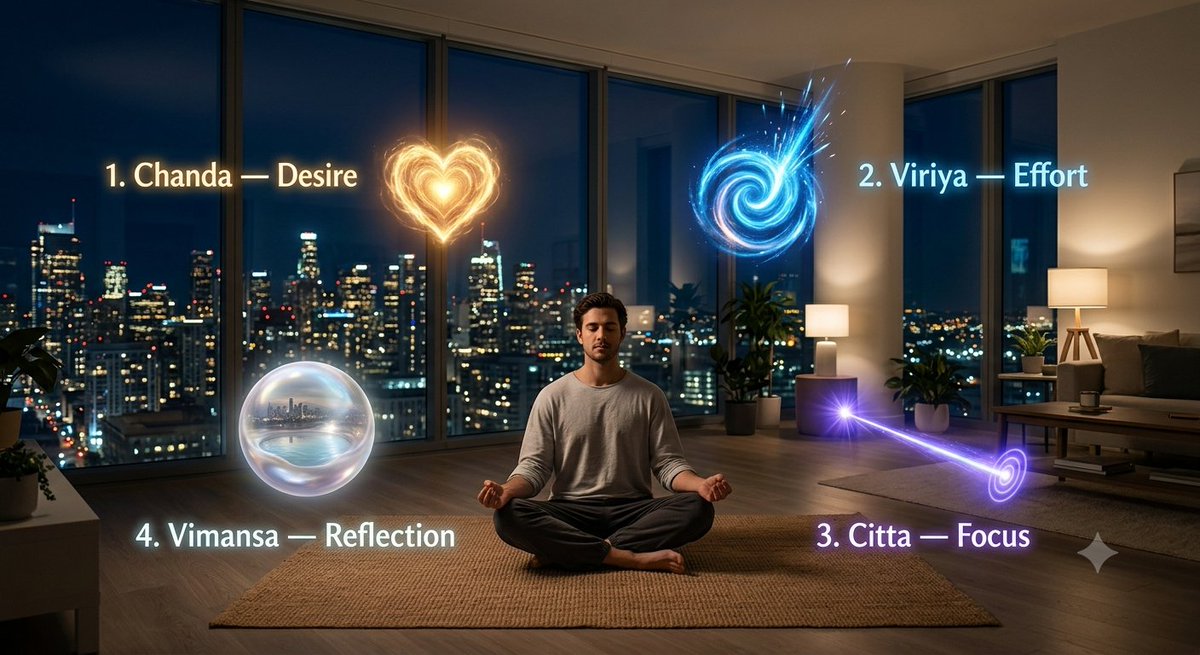 Trx6103's tweet photo. 2,500 years ago, the Buddha revealed
a formula for achieving any goal.

It has only 4 steps.

No hustle culture. No shortcuts.
Just this. 🧵 https://t.co/ecCJDxIOzG