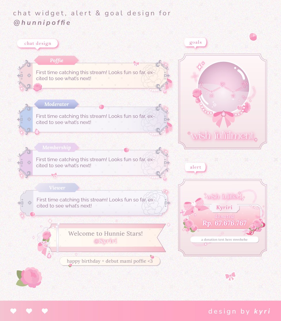 kyririppe's tweet photo. ₊⊹ → 「 chat widget, alerts &amp; goals design 」 
𝘧𝘰𝘳 @hunnipoffie
a dreamy coquette &amp; peonies ☁️🎀
happy birthday+debut! 🫶 🩷
♡ + ↻ 𝘷𝘦𝘳𝘺 𝘮𝘶𝘤𝘩 𝘢𝘱𝘱𝘳𝘦𝘤𝘪𝘢𝘵𝘦𝘥 #kyriative https://t.co/KVC70IL8uu