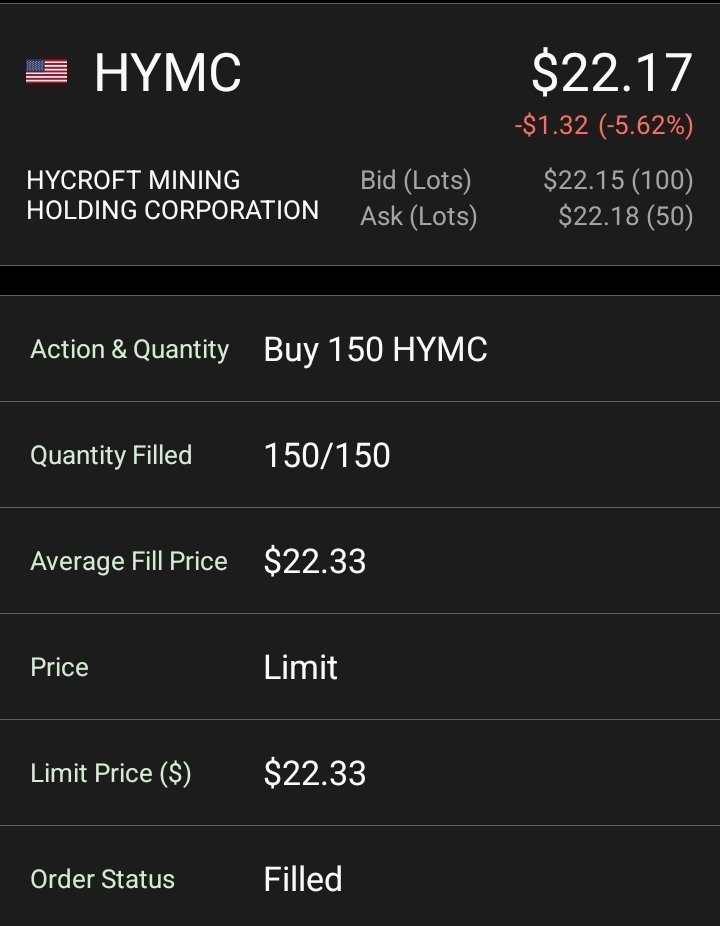 905Audits's tweet photo. While many panic sell, I added another 150 $HYMC. If I could, I would definitely buy more. https://t.co/3HL5UPWAG7