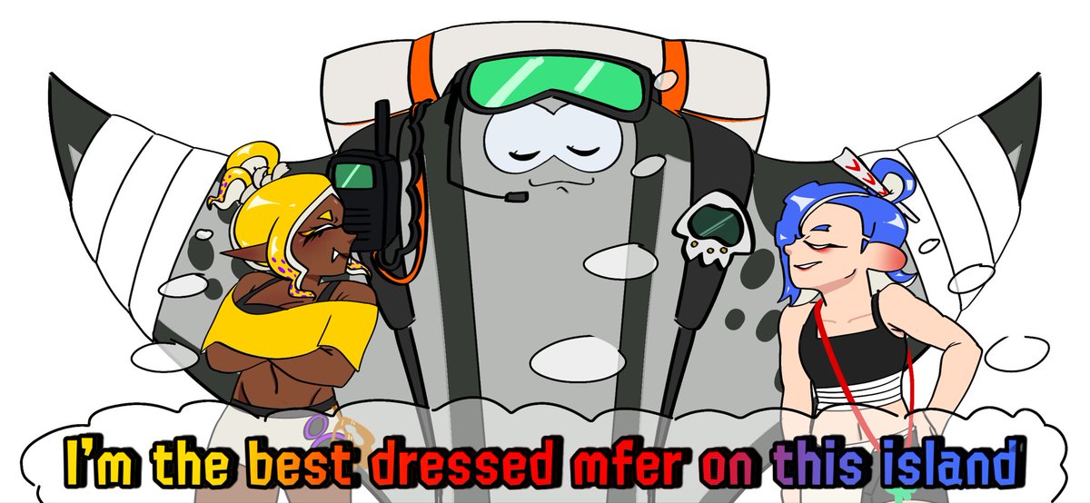 20pink02x's tweet photo. Deep cut's Island Misadventures- -16 Days ago. Who's got the best outfit? 
#splatoonraiders #splatoonart https://t.co/QUAX3cMeeK