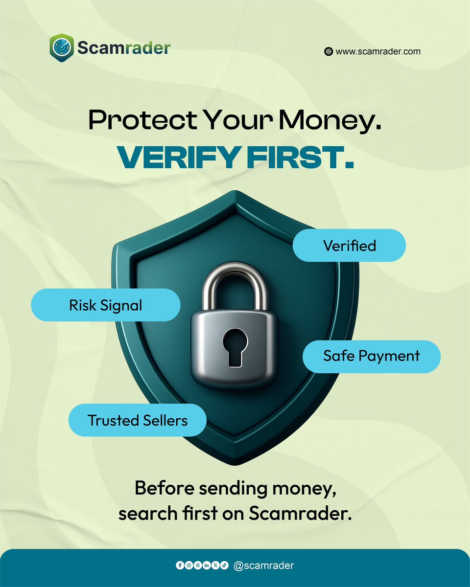 scamrader's tweet photo. What if you can verify an account before you send money? 

Visit https://t.co/McfzPBEaLn today. 

Stay safe online https://t.co/SX0LlGfoJh