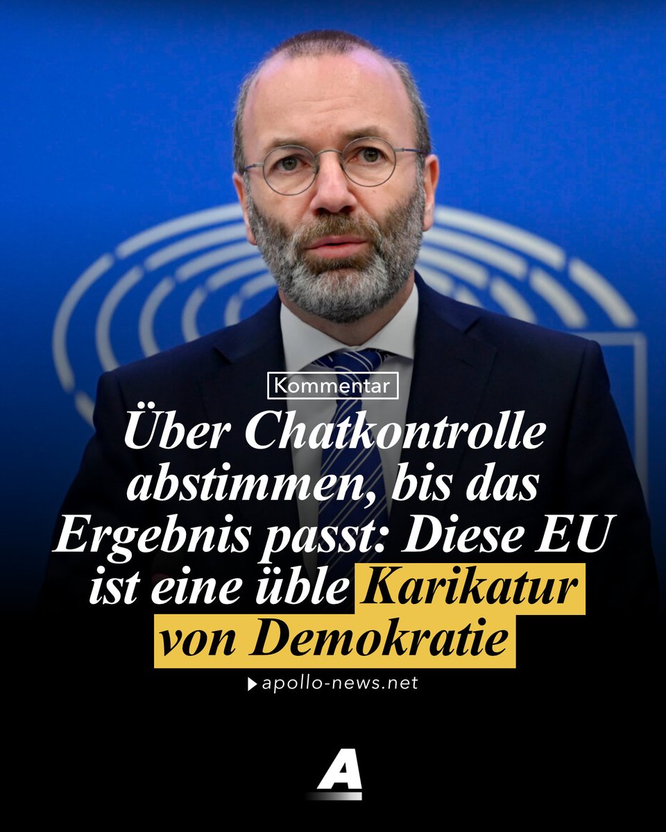 maxroland20's tweet photo. Die Chatkontrolle war schon vom Tisch, vom EU-Parlament klar abgelehnt. Doch antifreiheitliche Maßnahmen lassen sich von ein bisschen Demokratie nicht aufhalten! 

Jetzt steht die Chatkontrolle dank dubioser Tricks wieder auf der Tagesordnung des EU-Parlaments – wo offenbar einfach so lange abgestimmt wird, bis das Ergebnis passt. Diese EU ist einfach eine Karikatur von Demokratie und Freiheit.