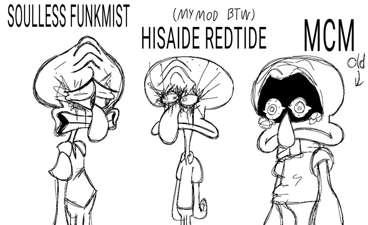 kfmv1_v2's tweet photo. 3 squids 3 mods (wip)
#fnf #squidward #fnfredmist #redmist #redmistsquidward #horrorart https://t.co/oGp4nYnsz4