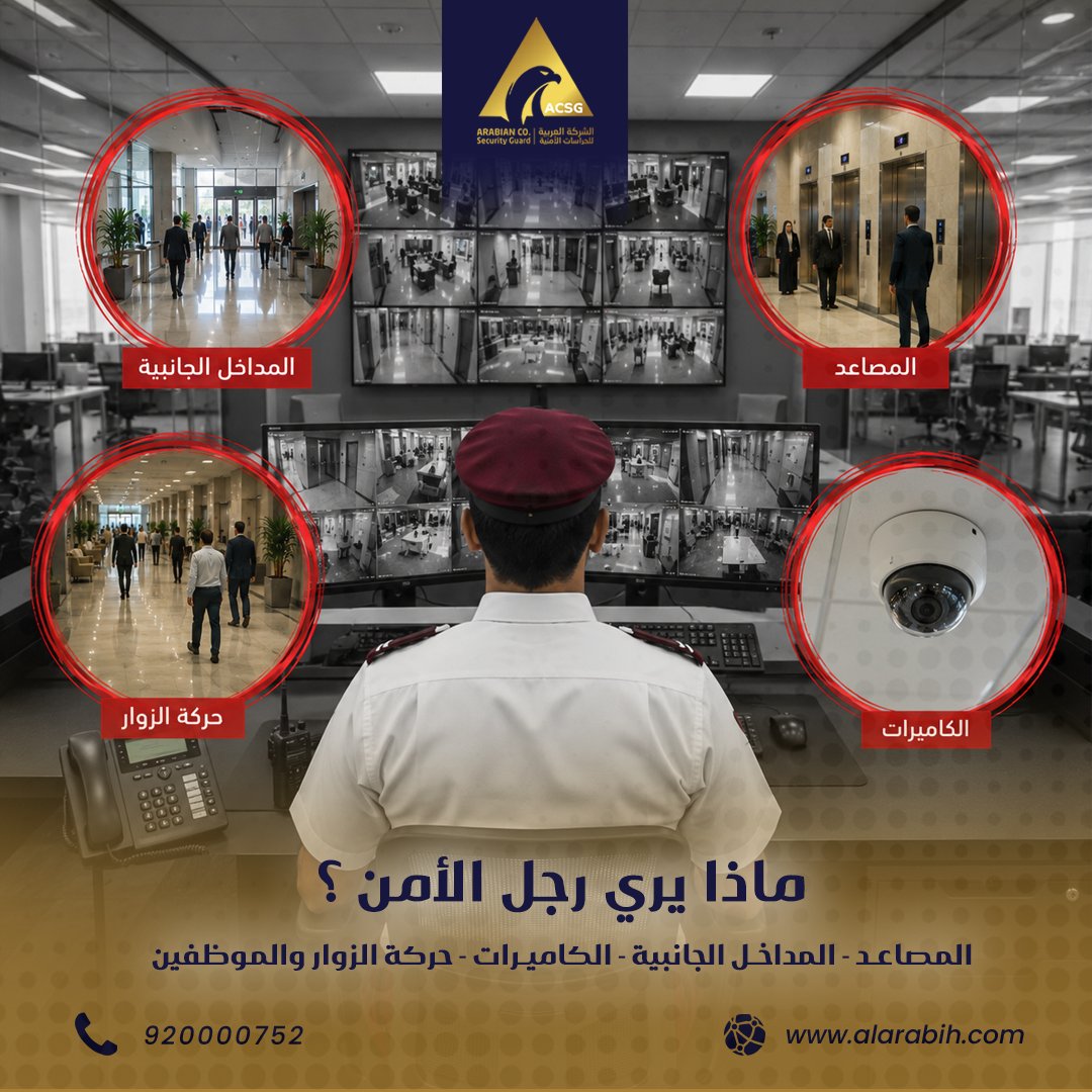 arabiasecurity's tweet photo. ماذا يرى رجل الأمن؟
قد يرى الموظف شاشة مراقبة تعرض لقطات متعددة من داخل المنشأة.
لكن رجل الأمن يرى ما هو أبعد من الشاشة؛ يتابع المصاعد، والمداخل الجانبية، وحركة الزوار والموظفين، ويراقب الكاميرات لضمان عدم غياب أي تفصيلة عن منظومة المتابعة.
في الشركة العربية للحراسات الأمنية، نؤمن أن المراقبة الفعالة تبدأ من الانتباه للتفاصيل وربط المشاهد ببعضها لاتخاذ الإجراء المناسب في الوقت المناسب.
#الشركة_العربية_للحراسات_الأمنية
📞 920000752
🌐https://t.co/yadLfFZE86