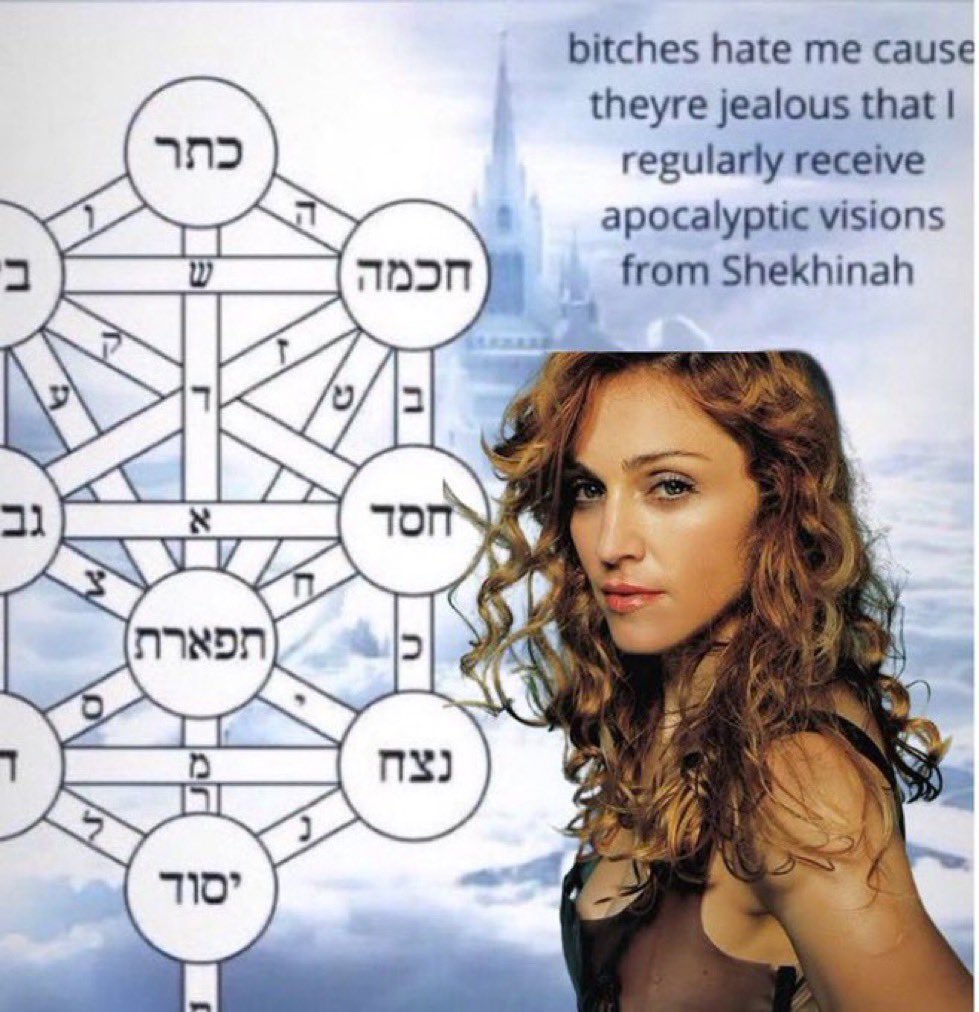 amneasiac's tweet photo. quando vc ta ouvindo a discografia da madonna e chega na fase judaica dela https://t.co/4eul4miYz3