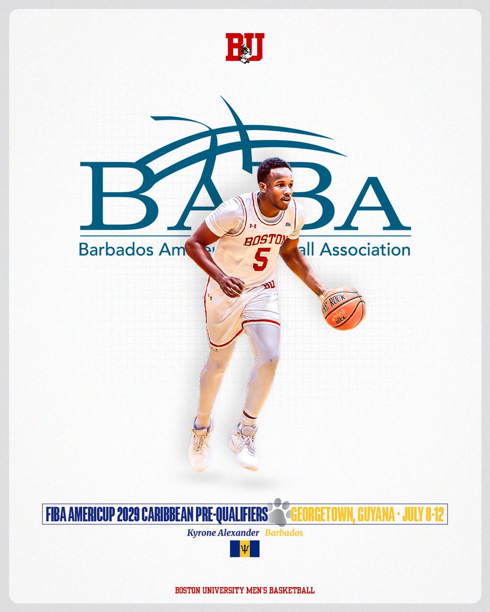 TerrierMBB's tweet photo. It's trident time for Kyrone π±
Good luck to Kyrone Alexander as he competes for Barbados at the FIBA AmeriCup 2029 Caribbean Pre-Qualifiers this weekend in Guyana! #GoBU https://t.co/yI82WacC8g