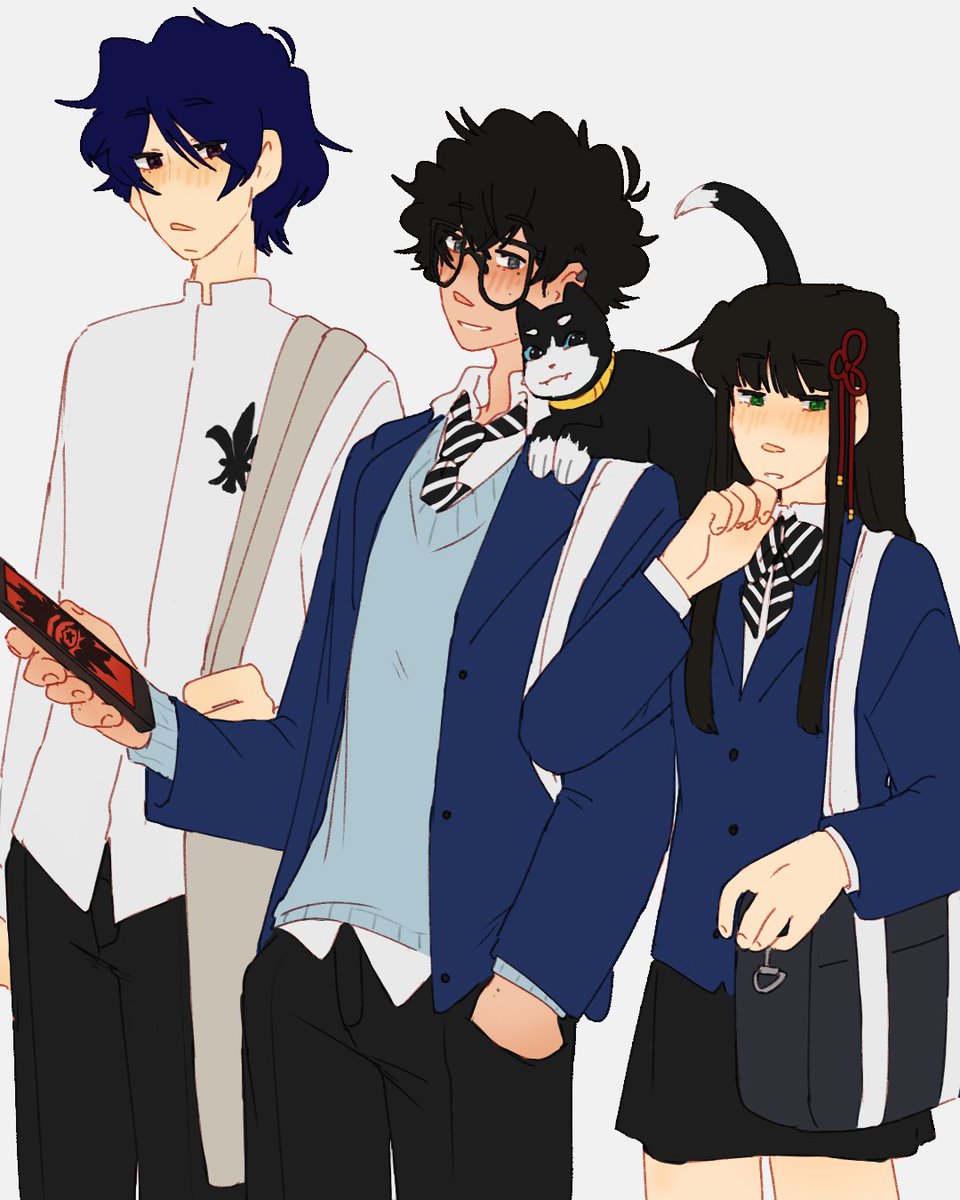 hypogryffin's tweet photo. my completely original never-been-done before au where joker goes to kosei. and hifumi and yusuke are his classmates. anyways phantom thieves founding members https://t.co/X0LAVdh4Tq