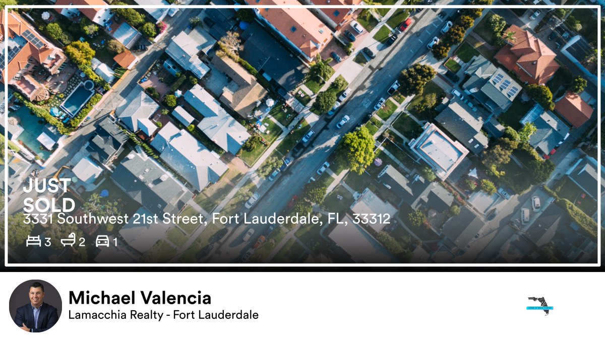 MikeRealtorGuy's tweet photo. 🛌 3 🛀 2 🚘 1
📍 3331 Southwest 21st Street, Fort Lauderdale, FL, 33312

My latest sale on RateMyAgent.
(FL) SL3337780
https://t.co/tsocafm0CQ
https://t.co/IcpdGQ4z09

...
#ratemyagent #realestate
https://t.co/2PaC1HSQP1 https://t.co/NzZud3yClz