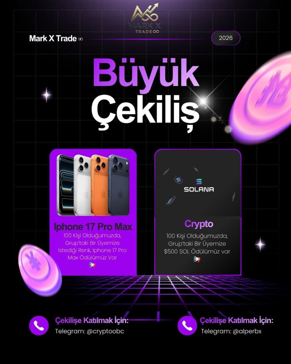 cimbomlock's tweet photo. 🦁 Cimbom’un Aslanlarına Büyük Çekiliş! 🔥
Mark X Trade olarak, şampiyon taraftarımıza özel hediye dağıtıyoruz!
���� ÖDÜLLER:
 1x iPhone 17 Pro Max 📱
 1x 500 USD SOL 💰

Cimbom’lu kardeşimize destek olalım💪
#Galatasaray #MarkXTrade #Çekiliş #Crypto #Btc https://t.co/Q777d1DUbY