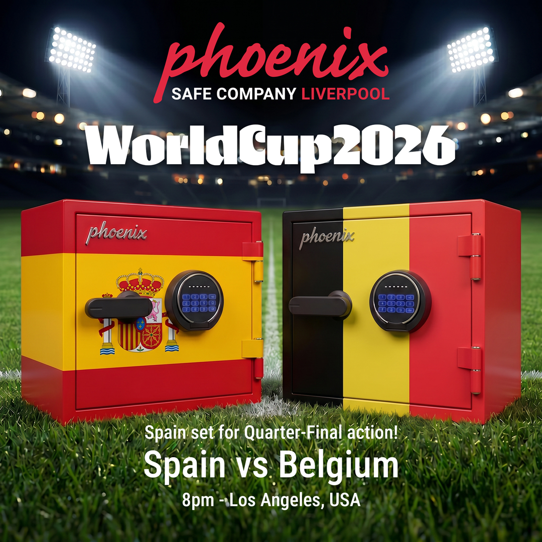 Phoenix_Safe_Co's tweet photo. 🏆 It's another huge FIFA World Cup quarter-final as Spain face Belgium!
When every tackle, and save matters, strong security makes all the difference – on the pitch and beyond. 🔒⚽
#PhoenixSafe #FIFAWorldCup #WorldCup2026 #Spain #Belgium #QuarterFinal #SafeSecurity https://t.co/AMtKPzeFNG