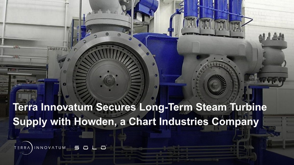 TerraInnovatum's tweet photo. Terra Innovatum ($NKLR) has executed a long‑term steam turbine and generator procurement order with Howden, securing critical power train equipment for SOLO™ and supporting FOAK deployment in Illinois and global NOAK rollout.

Full release: https://t.co/Va8EaJGo87

#NKLR https://t.co/KC1OMfoI6h